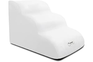 Galatée Escalier pour Chien, Escaliers Doux pour Animaux De Compagnie avec Housse Lavable Et Zippée, Marches De Rampe pour Chien Faciles à Monter, Rampes pour Chien pour Canapé-Lit(Blanc)