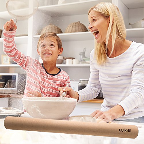 Uulki® Umweltfreundliches französisches Nudelholz aus Ardenner Buchenholz hergestellt in Europa – 45 cm Teigroller – 4,5 cm Durchmesser - 3