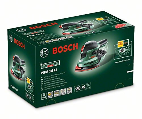 Bosch DIY Akku-Multischleifer PSM 18 LI, ohne Akku, 3 Schleifblätter K 80/K 120/K 160, Karton (18 V, Schwingzahl 22.000 min-1, Schleiffläche 104 cm²) - 2