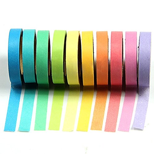 Hosaire 10 x decorativo de Washi Tape arco iris rollos de papel para Manualidades DIY