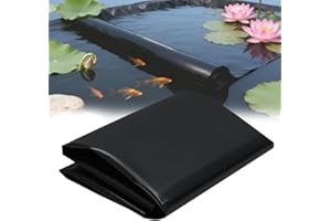 LTPAG Bâche d'étang - 6 x 8 m - Épaisseur : 0,5 mm - En polyéthylène haute densité - Noir - Pour bassin à poissons, fontaine, jardin aquatique, cascade - Pour bassin de jardin