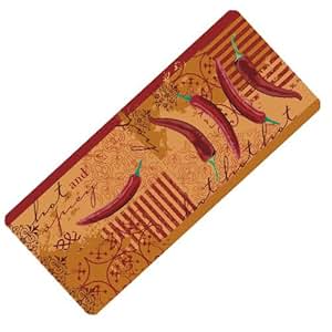 Dekolust Küchenläufer 120x50 cm Chilli Rot Orange Chili Küchenmatte