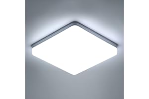 Riserva Plafonnier LED Carré 36W, Lampe de Plafond 4050LM, IP44 6500K, Luminaire Plafonnier Applicable à Salle De Bain, Salon, Cuisine, Chambre, Couloir, Balcon, Garage, 23 CM