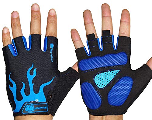 Morethan - Guantes de ciclismo unisex, guantes para ciclismo de montaña, guantes para ciclismo de carreras, guantes de ciclismo con acolchado de gel de silicona ligera