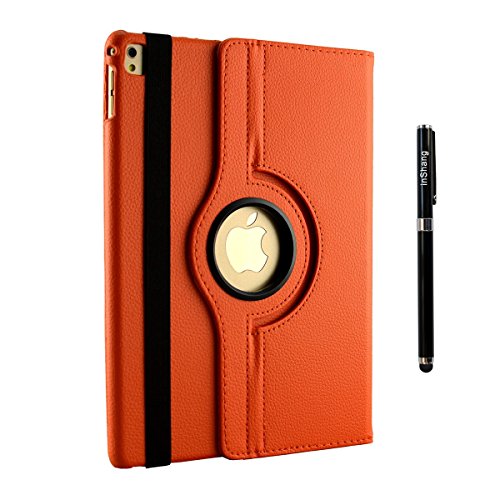 inShang ipad Pro 9.7 Hülle Cover für iPad Pro 9.7 inch (2016) , PU Leder Schutzhülle St?nder Smart Cover mit Super Automatische Einschlaf-/Aufwach funktion, case 360 Grad rotierende Schutzhülle mit Standfunktion + inShang Logo hochwertigen Stylus Eingabestift Stift orange