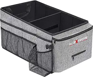 Allextreme Trunk Organizer Backseat Large Anti-slip Multi-compartment Storage Hanging Utility Tool Space Saver Bag for Cars, SUVs & Trucks, Grey (EX-IT-04)