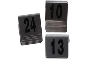 Fudeshe 1-25 Stainless Steel Tented Table Number Card,Metal Tent Style Stackable Table Numbers,Place Card Holders for Restaurants Cafes Bars