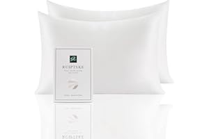 RUIPTSKE Poszewka na poduszkę z naturalnego jedwabiu, hipoalergiczna, 22 matki, 100% jedwab, 600 nici, z ukrytym zamkiem błyskawicznym, certyfikat OEKO-TEX (biała, 50 x 75 cm - 2 szt.)