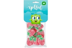 YOLLOH - Sachet Bonbon Sweet Strawberries - Vegan - 320006 - Rouge - Fraise - Acidulés - 120Gr - Anniversaire - Enfant - Adulte - Fraise