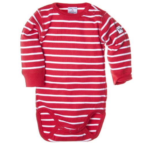 Polarn O. Pyret Unisex Baby Classic PO.P Stripe Long Sleeve Bodysuit, Poppy, 18-24 Months