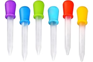 OUTUS 6 Pieces Silicone and Plastic Droppers Pipettes for Candy Molds, Gummy Mold and Crafts, 5 ML