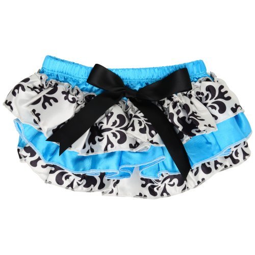 juDanzy Satin baby ruffle bloomers Diaper Covers in a Variety of colors & sizes (0-6 Months, Turquoise Damask) Color: Turquoise Damask Size: 0-6 Months