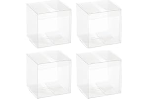 BENECREAT 20PCS Scatole per Bomboniere Trasparenti 8x8x8cm/3.15x3.15x3.15 Scatole Regalo in Pet Quadrate con Pellicola Protettiva per Souvenir di Nozze