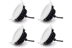 Szzilian 9W LED Downlight Recessed Ceiling Light, Round Panel Lamp - Waterproof IP65 for Bathroom Bedroom Kitchen Lighting (6000K, AC220-240V, 4 Pack)