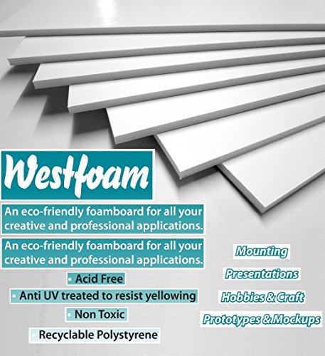 Foam Board A2 (420mm x 594mm) White Moutning 3mm Thick Foam Sign Display Model Sheet Foamboard Backdrop Craft (100 Sheet Foamboard)