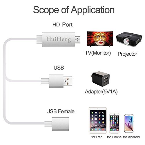 HuiHeng 3 in 1 Full HD Mirroring Kabel HDMI Kabel Lightning MHL zu HDMI Kabel Plug & Play HDTV Adapterkabel für iPhone iPad Samsung - 2