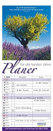 Planer für die besten Jahre 2017: Familientimer mit Ferienterminen und Vorschau bis März 2018