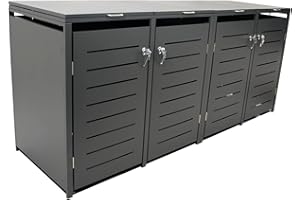 DEGAMO Mülltonnenbox 4-er Mülltonnenhaus KÖLN für 4X Tonnen 120 und 240 Liter, Stahl verzinkt, Farbe anthrazit