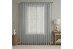 Megachest pure voile extra wide tape top sheer curtain (1 Panel) Iris-stripe silver, W 116" x L 90" (1 Panel)