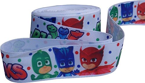 PJ Mask Grosgrain Printed Ribbon 1" Wide For Cakes, Crafts, Gift Wrapping, Hair Accessories (2m Length)