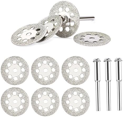 JTENG 10 Diamond Circular Saws for Cut Glass Tiles Stones with Screwdrivers and Mandrels Hard Objects