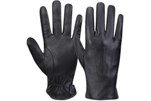 MGGMOKAY Guantes de invierno de cuero para hombre Guantes de montar de piel de oveja suave con forro de cachemira cálida
