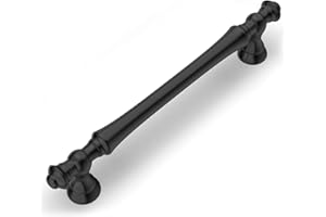 Amerdeco 6 Piezas Tiradores Cocina Tirador Armario 128mm,Aleación de Zinc, Negro, para Puertas y Cajones, UK0017