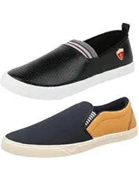 Chevit Men's Synthetic Combo Of 2 Loafers