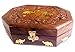 Produktbild Wooden Jewelry Box Octagonal Handcrafted Twin Elephant Brass Inlay & Wood Carvings by Super India