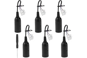 LbsAMP 6 Pièces E14 Douille de Lampe Noir avec Câble 2A 250V avec 1 Tournevis Douille de Rechange Chantier Support D'ampoule Douille Ampoule Plafond - Max.60w