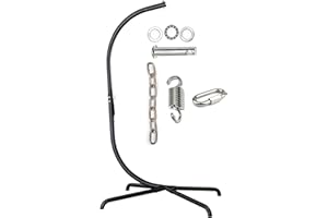 MOJIA Hanging Egg Chair Stand Only, Hammock Chair C-Stand with Hanging Chain, Snap Hook, Pin Plug, Spring for Patio Macrame Hammock Swinging Chair 200KG Load Capacity (Black)
