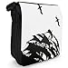Price comparison product image Pirate Sail Ship Silhouette & Seagull Small Black Canvas Shoulder Bag / Handbag