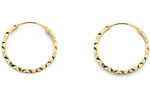 MONDE PETIT Damen & Kinder Creolen Hoop 12x1 mm Ohrstecker - Gelbgold 9 Karat (375)