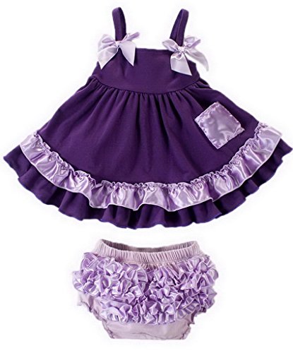 Bigood Summer Baby Girl Newborn Princess Dress Falbala Braces skirt Purple 90