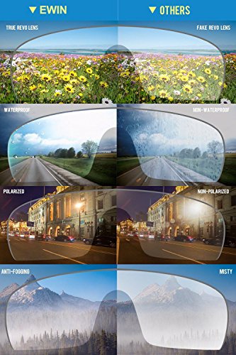Ewin E12 Polarisierte Sport Sonnenbrille mit 4 austauschbaren für Herren Damen Golf Radfahren Fahren Angeln Laufen Brillen, TR90 unzerbrechlich Rahmen, Anti-Fog, wasserdicht Objektiv - 7