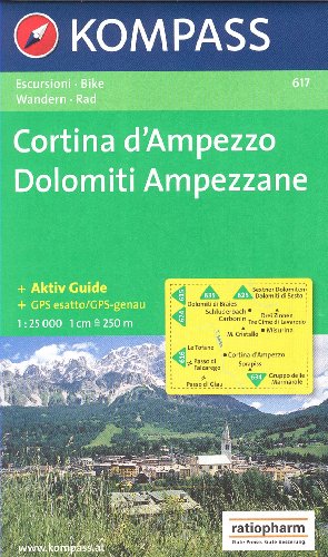 Download Cortina d'Ampezzo, Dolomiti Ampezzane (Dolomites) 1:25k carte de randonnée topographique N ° 617 Kompass Download Cortina d'Ampezzo, Dolomiti Ampezzane (Dolomites) 1:25k carte de randonnée topographique N ° 617 Kompass