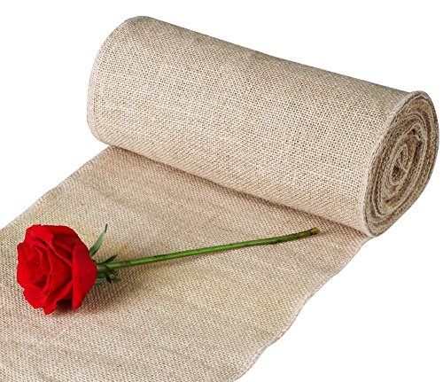 Yahee Tischläufer Tischband Tischdeko 30 cm breit, 10 Meter Rolle aus Jute natur - 5