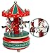 BXT Merry Go Round Music Box Wooden Carousel Multi-Colored 4-Horse Animated Figurine Desktop Playset Awesome Kids Xmas Birthday Presents