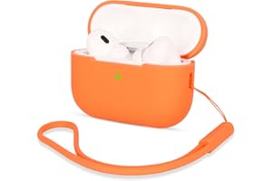 AOTUAO Compatible with AirPods Pro 2 Case Cover, Shock-Resistant Protective Silicone Case Cover for AirPods Pro 2nd Generation 2022 with Silicone Lanyard, Front LED Visible, Orange