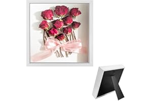 KYYGKY Bilderrahmen zum Befüllen 3D Fotorahmen Weiß DREI D Bilderrahmen Tief 20.3x20.3cm Rahmen Objektrahmen Holz Tiefer 3cm Shadow Box für Tischplatte Wand Geschenke Hochzeitsandenken Fotos Blumen