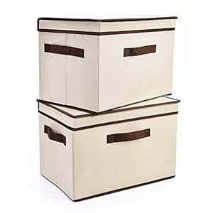 MIU COLOR 2er-Set Faltbare Aufbewahrungsbox Stoffbox mit Deckel und