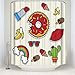 Produktbild HOJJP Shower Curtain Lovely Colorful Cartoon Donut Ice Cream Banana Cactus Lipstick Rainbow Sunglasses Print Mildew Free Waterproof Polyester Fabric Bathroom Shower Curtain