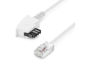 deleyCON 15m Routerkabel TAE-F auf RJ45 (8P2C) Anschlusskabel Kompatibel mit DSL ADSL VDSL Fritzbox Internet Router an Telefondose TAE - Weiß