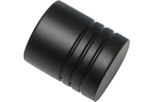 GARDINIA Remates cilíndricos para barra de cortina con Ø 16 mm, Metal, Negro mate, 2 piezas