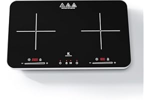 ‎COOKNANO Induktionskochfeld 2 platten, COOKNANO Doppel-induktionskochplatte unabhängiger Steuerung 3600W, 20 Leistungs und Temperatureinstellungen, 6-Stunden Timer, tragbares Induktion Kochfeld, Kinderschloss