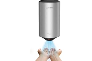 anydry Secador de Manos eléctrico Compacto Secador de Manos automático de Alta Velocidad de Acero Inoxidable Cepillado 1350 W