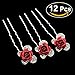 Produktbild Frcolor 12pcs Silver Crystal Diamante Rose Blume Haarspange Pins für Party Braut Hochzeit Haarschmuck