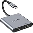 USB C to Dual HDMI Adapter, USB Type C to Dual Monitor Adapter, USBC Adaptor 2 HDMI USB-C Hub 4K@60Hz for Laptop HP/Dell/Surface/Lenovo/Thinkpad/Chromebook/MacBook