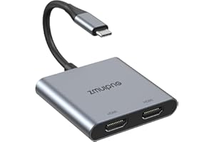 ZMUIPNG USB C to Dual HDMI Adapter, USB Type C to Dual Monitor HDMI Adapter, USB C Adapter 2 HDMI USB C Hub 4K@60Hz for Laptop HP/Dell/Surface/Lenovo/Thinkpad/Chromebook/MacBook