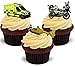 Produktbild Police Ambulanz Hubschrauber Motorrad Mix - Witzige Neuheit PREMIUM AUFRECHTSTÄNDER Essbare Wafer Papier Kuchen Spitzenwerken Deko